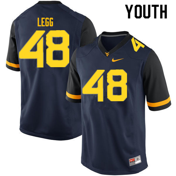 NCAA Youth Casey Legg West Virginia Mountaineers Navy #48 Nike Stitched Football College Authentic Jersey EN23F54HG
